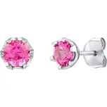 Stříbrné náušnice pecky s pravým červeným topazem JJJE1033TR