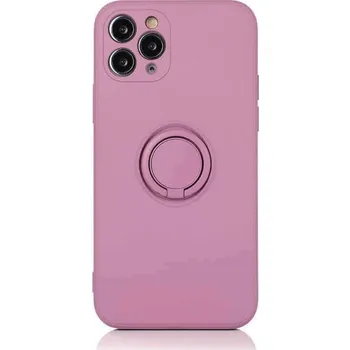 Pouzdro na mobilní telefon Silikonový ochranný obal s držákem na prst Apple iPhone 12 Pro Max - fialový