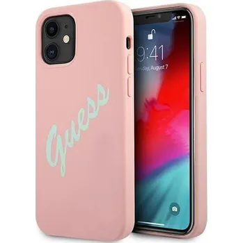 Pouzdro na mobilní telefon GUESS 39274 GUESS SILICONE VINTAGE Kryt Apple iPhone 12 mini růžový