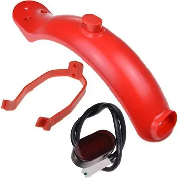 Příslušenství pro elektrokoloběžku Červený blatník zadní SET (světlo, držák) na koloběžku Xiaomi M365 Pro