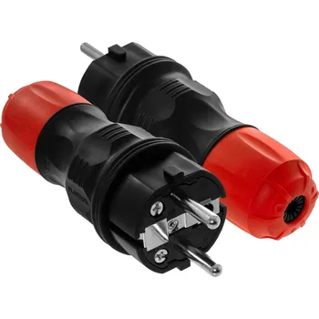 Přepěťová ochrana Zástrčka Getfort IP54, 2p+Z, 16A, černá s červenou maticí