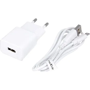 2v1 nabíjecí sada MAXLIFE pro zařízení s Micro USB - EU adaptér a kabel Micro USB - bílá