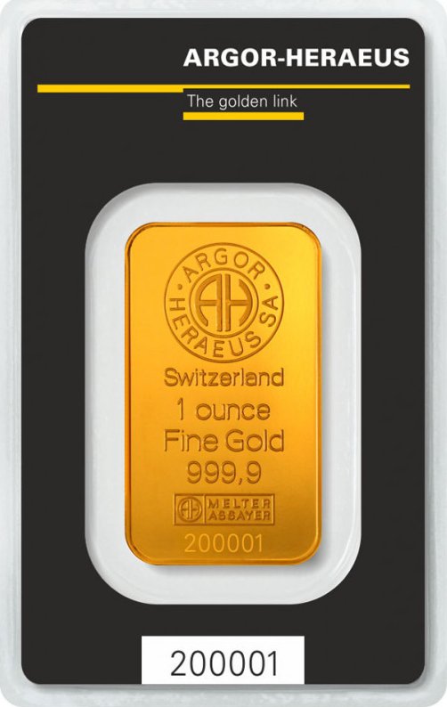 Zlatý slitek 1 Oz Argor Heraeus