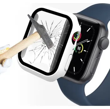 Příslušenství k chytrým hodinkám ENKAY 35913 ENKAY Obal s tvrzeným sklem pro Apple Watch 9 / 8 / 7 (41mm) bílý