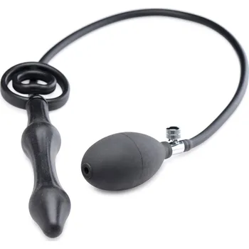 Anální kolík Master Series Devils Rattle Inflatable Silicone Anal Plug with Cock and Ball Ring