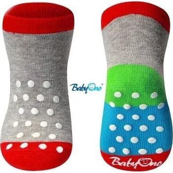 Bavlněné protiskluzové ponožky Baby Ono šedé-patička zelená 6m+
