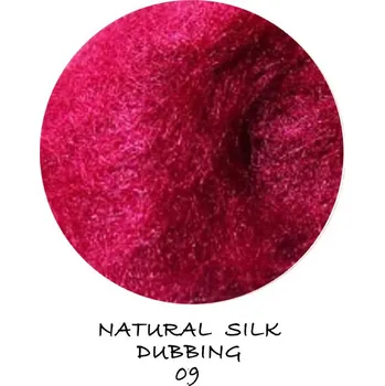 Natural Silk Dubbing Wine