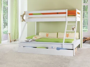Dětská postel Patrové dvojlůžko 200 x 90 cm + 200 x 140 cm Mike bílé moření