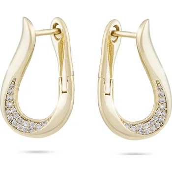 Náušnice biju Pozlacené náušnice 14k, kapka zdobená pásy zirkonů 1002403