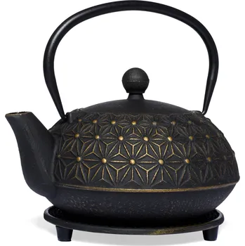 Konvice na čaj Čajová zahrada Japonská litinová konvice Saitama zlatá 900ml s podložkou