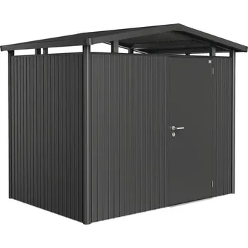 Zahradní domek Plechový zahradní domek Biohort Panorama P2 257 x 174 cm jednokřídlé dveře tmavě šedý metalický