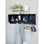 Černá antik nástěnná kovová polička s háčky Datione - 80*22*31cm