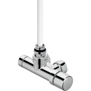 Ventil Zehnder Příslušenství - Rohová armatura 1-bodová SET K, 1/2, s regulační hlavicí vpravo, přívod vlevo, rozteč 50 mm, chrom 839018