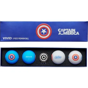 Golfový míček VOLVIK ball Vivid Marvel Captain America Long 4 balls + ball marker