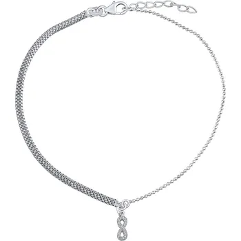 Řetízek Stříbrný řetízek na nohu Ellie s infinity a Brilliance Zirconia 23+2,5 cm ZT86751A