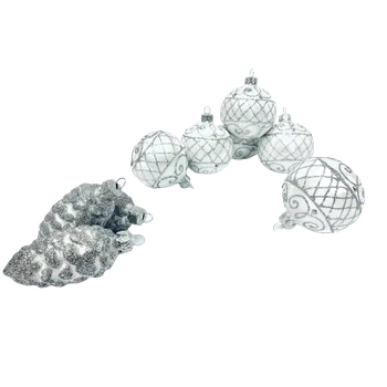 Vánoční ozdoba Irisa LUXUSNÍ SET Vánoční ozdoby KATRIN - bílé dekor ornamenty , BOX 39 ks Velikost: 7 cm, Balení: 39ks, Barva: bílá