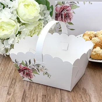 Krabička na výslužku Goldpress Nature Flowers košíček na cukroví bílý 8 ks