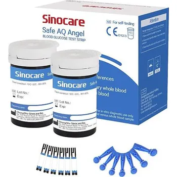 Testovací proužek do glukometru Sinocare Set 50 náhradních proužků + 50 lancet pro Safe AQ Angel