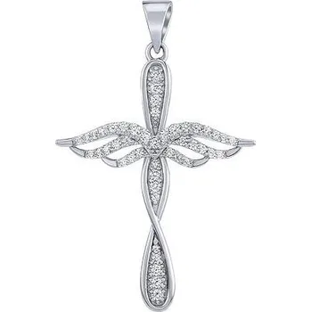 Přívěsek Stříbrný přívěsek křížek s andělskými křídly Atel s Brilliance Zirconia MW13884P