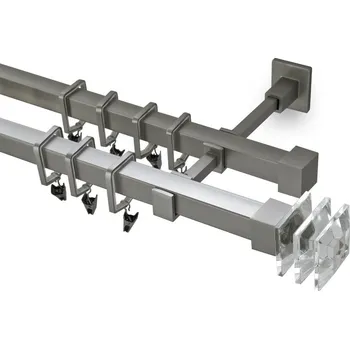 Garnýž Garnýž kovová 150 cm dvouřadá - dvojitá 20x20 Crystal matná stříbrná