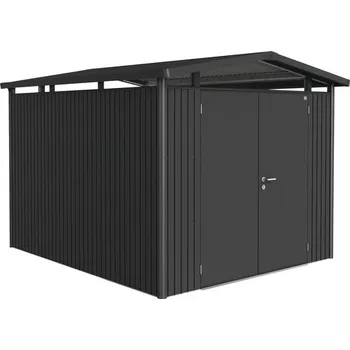 Zahradní domek Plechový zahradní domek Biohort Panorama P5 257 x 294 cm dvoukřídlé dveře tmavě šedý metalický