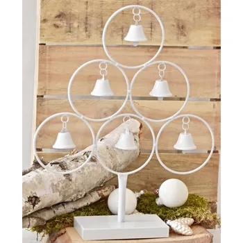 Vánoce Kovový strom se zvonečky 42 cm, bílý
