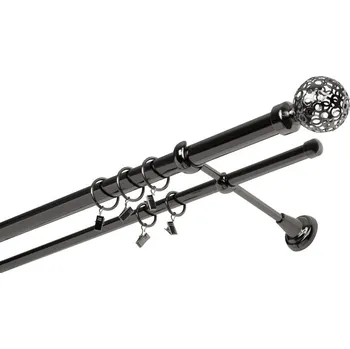 Garnýž kovová 130 cm dvouřadá - dvojitá 25 Koule Retro onyx