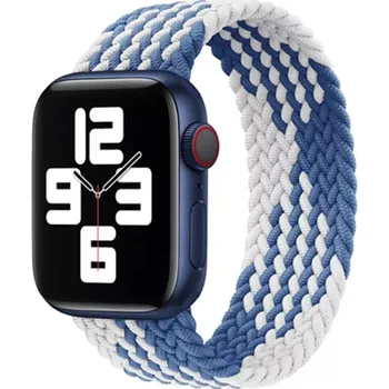 Příslušenství k chytrým hodinkám Nylonový pletený navlékací řemínek pro Apple Watch velikost XS Barva: Bílá/modrá, Velikost: 42/44/45/46/49mm, Typ: 27