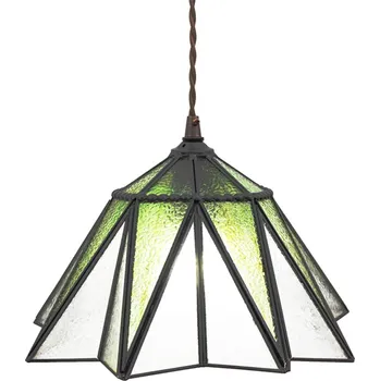 Zelený závěsný Tiffany lustr ve tvaru květu Hiede - Ø 31*107 cm E27/max 1*40W