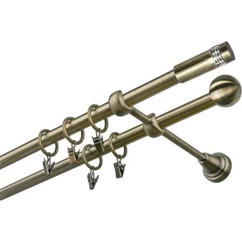 Garnýž kovová 130 cm dvouřadá - dvojitá 19 Cylinder crystal mosaz