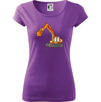 Dámské tričko Bagr bez nápisu oranžový - Dámské triko Pure - 2XL ( Fialová )