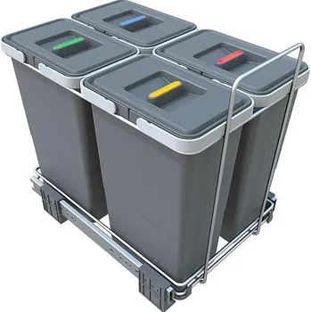 Odpadkový koš Elletipi PF01 34B3 4x 8 l výsuvný koš na tříděný odpad šedý