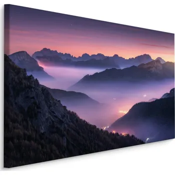Obraz Plátno Hory V Mlze Ve Večerních Hodinách Varianta: 30x20