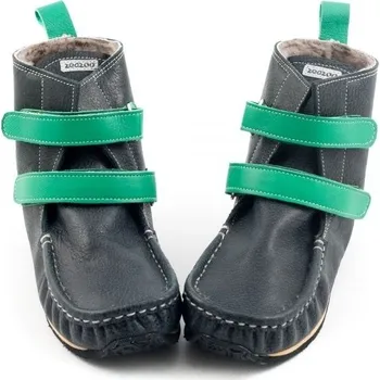 Chlapecká zimní obuv ZeaZoo Kids YETI Black/Green Sheepskin, Zeazoo Velikost: 20