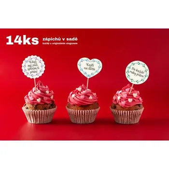 Party nádobí Zápichy do cupcakes - barevné věnečky - 14 ks