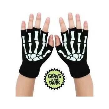 Rukavice Gotické bezprsté rukavice Skeleton svítící ve tmě
