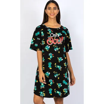 Dámská noční košile Vienetta Noční košile s krátkým rukávem Žába černá