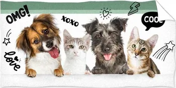 Froté osuška psi a kočky 140 x 70 cm rodinné foto