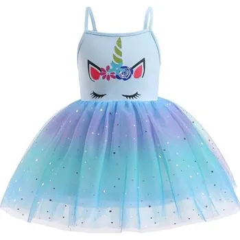 Karnevalový kostým Unicorn (Jednorožci) Dětský kostým s doplňky i bez - jednorožec Varianta: sv. modré šaty, Velikost: 110/4T