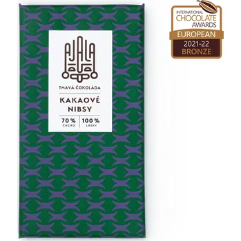 Čokoláda AJALA CHOCOLATE Kakaové nibsy 70% Cacao 100% Lásky