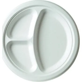 Jednorázové nádobí Talíř kulatý z cukrové třtiny 3-dílný průměr 253mm/ 50ks