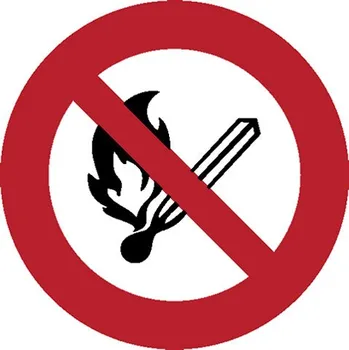 Značka Zákaz vstupu s otevřeným ohněm, samolepicí fólie, Ø 200 mm