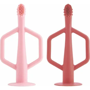 Zubní kartáček Tiny Twinkle Silikonový zubní kartáček, 2 ks - Rose / Burgundy