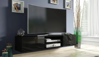Televizní stolek Závěsná TV skříňka 120 x 29,5 x 35 cm černá/lesk
