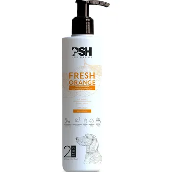 Kosmetika pro psa PSH Home Groomers - Kondicionér Fresh Orange 300ml (Balzám pro pejsky pomáhající udržovat pokožku hydratovanou a stimuluje regeneraci epidermis&nbsp;z řady PSH Home Groomers. S kolagenem, který obsahuje esenciální aminokyseliny pro zajištění pevnosti a)