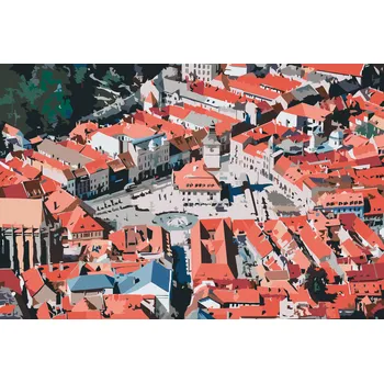 Malování podle čísel - Brašov, Rumunsko 2 Velikost: 40x60cm, Rámování: Pouze srolované plátno