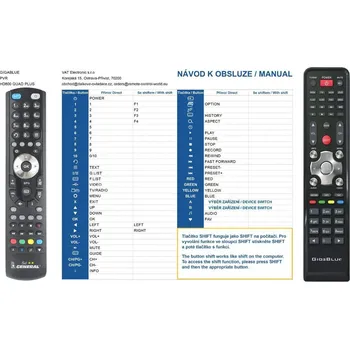 Dálkový ovladač General GIGABLUE HD800 QUAD PLUS - náhradní dálkový ovladač