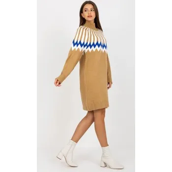 Dámské šaty Dámské šaty pletené vzorované RUE PARIS hnědé
