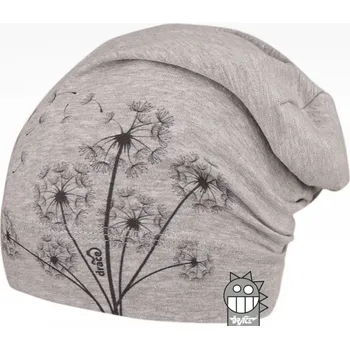 Čepice čepice Dráče POLO 22 šedá s pampeliškami převis homeless velikost čepic: 52-54cm (5-7 let, RDX vel.5)