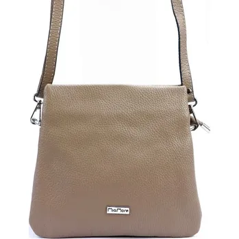 Kabelka MiaMore Kožená crossbody dámská kabelka se třemi oddíly taupe hnědá